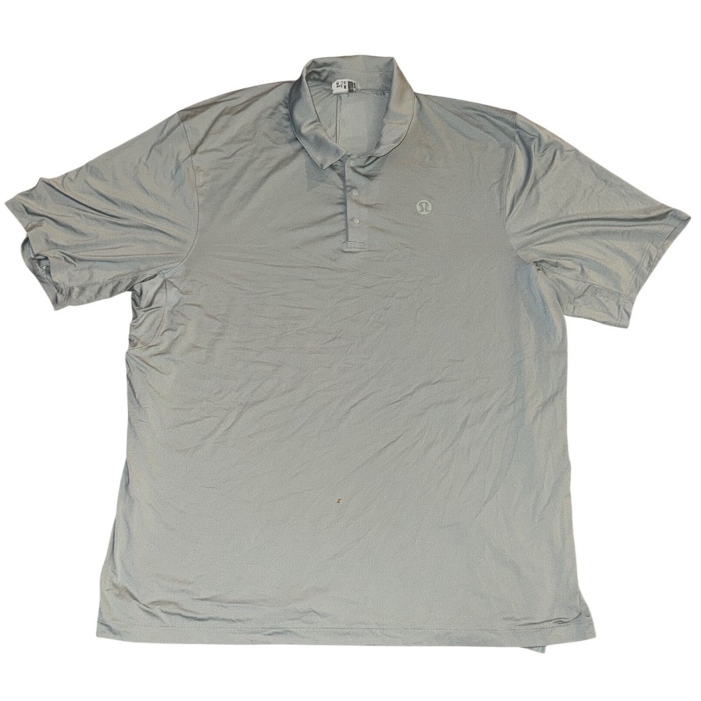 Lululemon snap front‎ performance greenish Grey Short Sleeve Polo Shirt